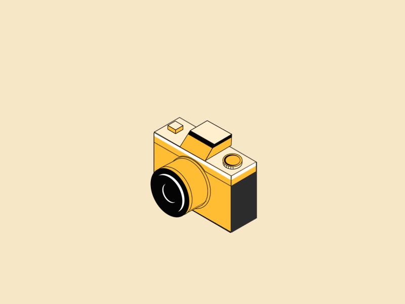 Analog camera 2d 2danimation adobe illustrator after effects camera dslr camera explosion film illustration isometric isometric animation isometric illustration lens loop animation mograph motiongraphics outline rotation yellow