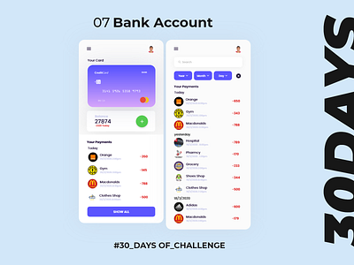 7 - Bank account app app design bank account bank card banking charts color credit card digital financial financial app ui ux web