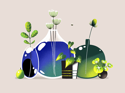 Green mood blue botanic botanicals design green grower herb illustration illustrator plant summer wase