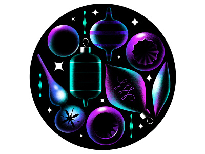 Waiting for Holidays... cristmas design flash holidays illustration isometric light neon new year night stars toy