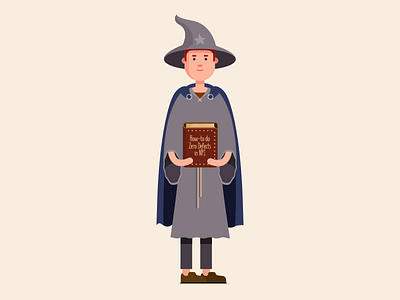 Young wizard book character illustration magic magician wizard