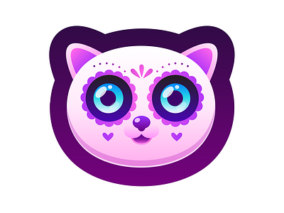 #13 cat character design halloween illustration pink purple sticker