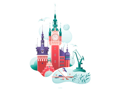 Poster "Magic of Gdansk" city design gradient landscape poster print