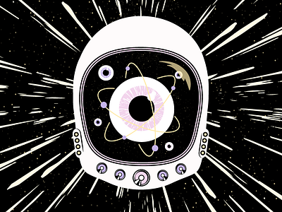 Astro Eyeball Atom astronaut atom eyeball graphic design hyperspace space speakerbox vector art