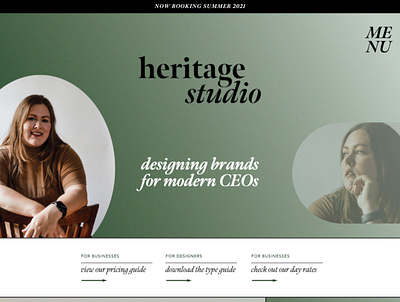 Heritage Studio Web Design branding branding design design design studio showit web design web development xd design
