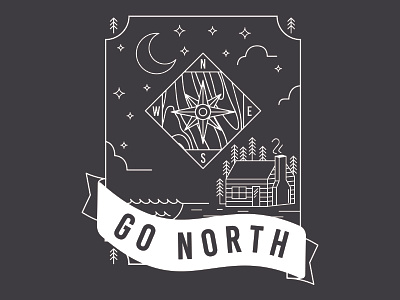 Go North design go north line art north woods