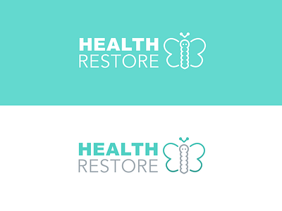 Health Restore Logo butterfly catterpillar green health line lined logo restore transformation