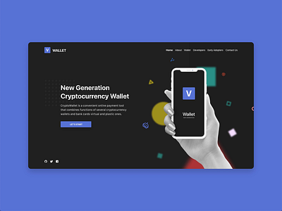 Cryptocurrency Wallet Landing Page | Animation 2019 adobexd animation app application clean colors crypto dark dark mode illustration motion ui