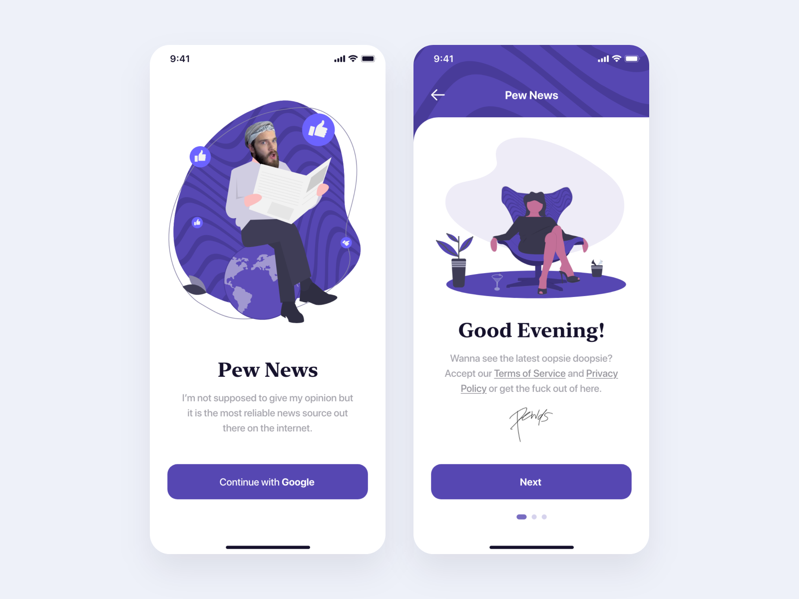 Daily UI #001 2019 2020 adobe clean design google illustration in light pew news pewdiepie sign trend ui up ux xd youtube
