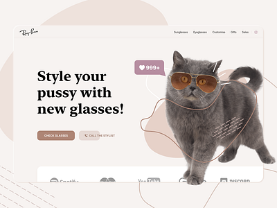 Daily UI #003 | Landing Page (above the fold and a bit below) 2020 abovethefold adobe adobexd cats clean daily dailyui glasses homepage instagram landing landing page rayban sell ui ux web website xd