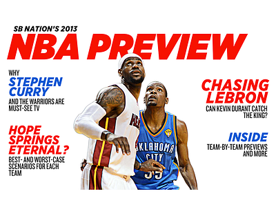 SB Nation's 2013 NBA Preview clean flat lebron magazine nba rwd sportsball web design