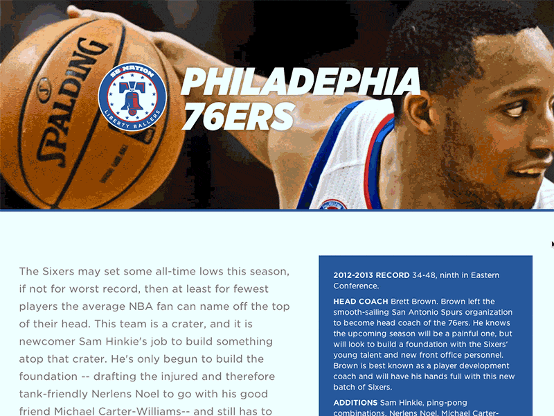 NBA Preview Team Page (animated) animated gif nba sports sports design