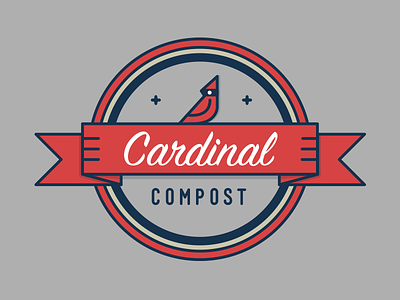 Cardinal Compost badge bird cardinal illustration mark