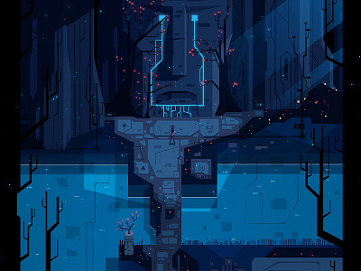 Enter Nastrond art atone blue character design fantasy forest gamedev illustration vector vector art