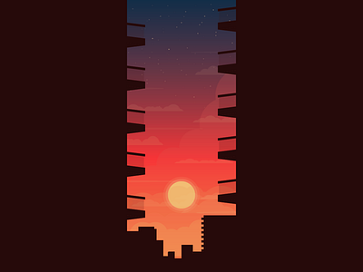 Sunset buildings illustration mood sunset vector