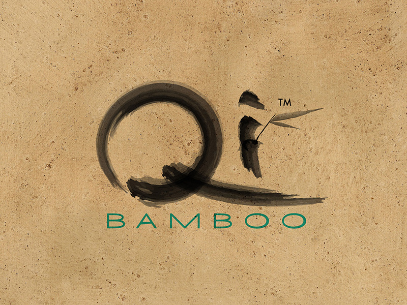 Qi Bamboo Logo organic natural earthtone bamboo identity branding logo