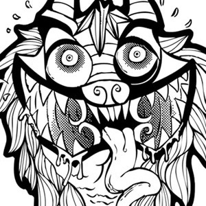 Screenprint Demon Headweb illustration monster screenprint