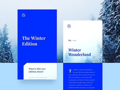 The Winter Edition android blue ios magazine mobile snow travel ui winter