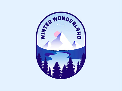 Winter Wonderland badge lake mountain outdoors patch trees winter wonderland