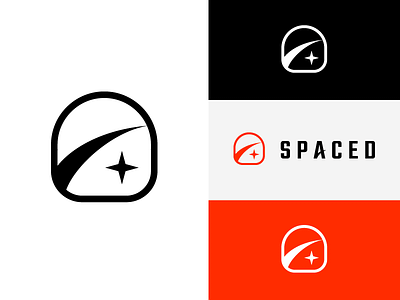 SPACED Logo badge challenge identity logo mark rocket space spaced stars