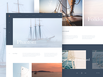 Ghost Ships artwork concept grid landing offset pirate sail ship ui ux