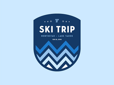 Ski Trip Badge Reverse badge color crest fade logo palette ski snow swag tally thick lines trip