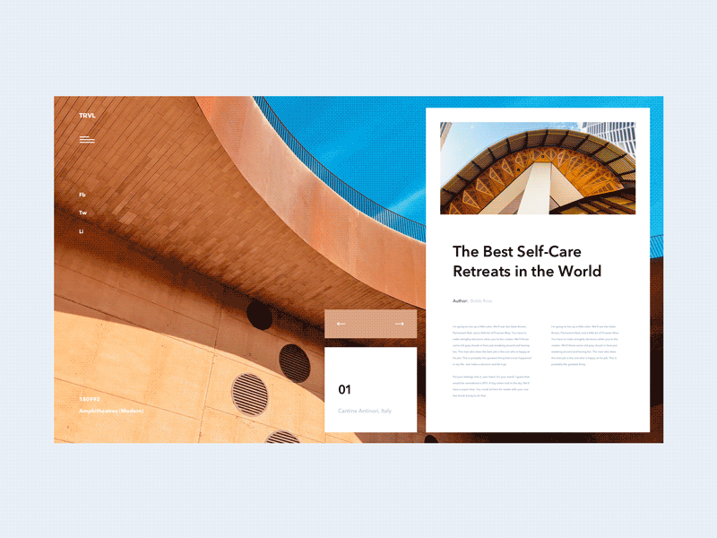 Trvl Concept architecture blog concept gif grid lander offset photo travel ui ux