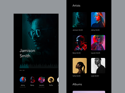 Music App Concept app dark interface ios mobile music screens ui ux