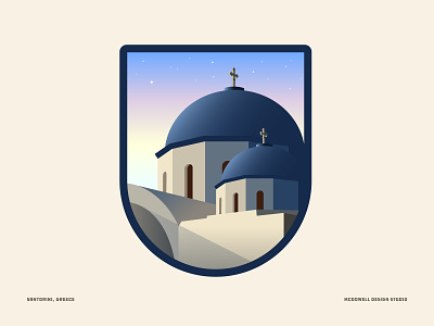 Santorini, Greece art badge crest greece illustration santorini series travel vector