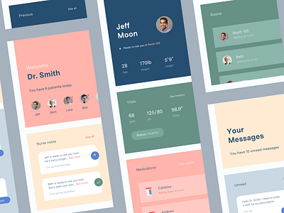 Doctor Concept App app color concept design doctor healthcare ios medical medication mobile patient typography ui ux vitals