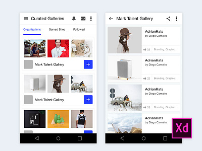 Behance App adobe xd app interface mobile ui