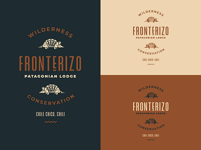 Fronterizo Patagonia Lodge Concept armadillo brand branding chico chile conservation glamping identity identity design lodge logo logo design moody nature patagonia resort south america wilderness wildlife