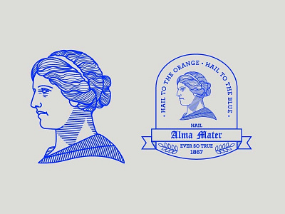 Alma Mater alma mater badge blue branding grey illustration line uiuc university