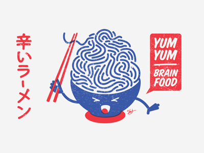 Spicy Ramen brainfood design illustration maruchan mkndesign noodles ramen spicy yumyum