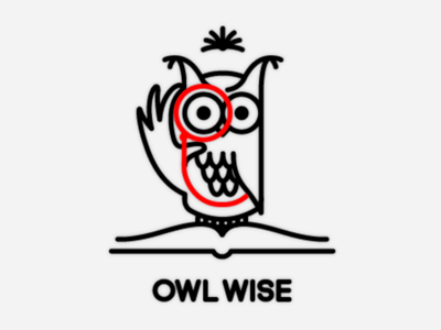 Owl Wise book eyes illustration monicle owl red smart wise