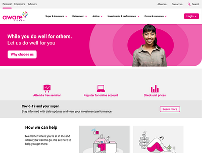 aware super - website redesign aware super awaresuper australia insurance retirement superanuation ui website redesign