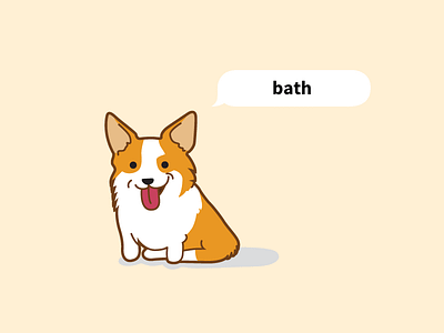 Bath corgi illustration