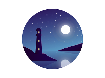 A lighthouse in the moonlight