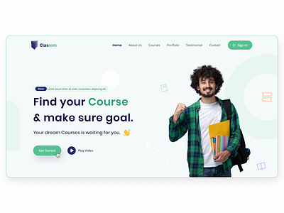 Clasrom : Education Based Landing Page Hero Section brand design clean concept creative design ecommerce education hero hero image hero section minimal simple ui design uiux design ux design visual design web website design