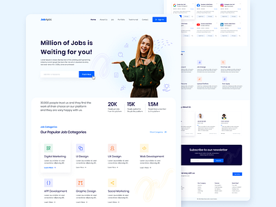 JobAplic : Job Finding Website Landing Page! clean concept creative design ecommerce interaction design job job application platform job application website job finder job finding platform job finding website minimal simple ui ui design ux ux design web design website design