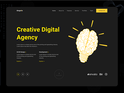 Angala : Digital Agency Landing Page Hero Section! clean concept creative creative agency dark digital agency hero hero section minimal simple trandy 2021 ui ui design uiux design ux ux design visual design web web design website design