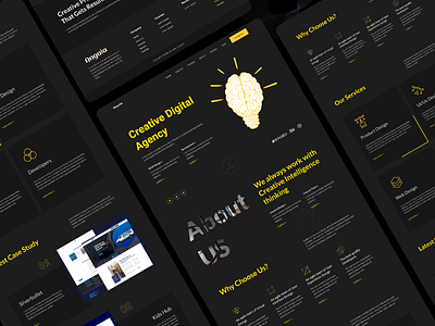 Angala : Digital Agency Landing Page UI agency black branding clean concept creative dark design minimal simple trandy 2021 ui ui design uiux design ux ux design visual design web webdesign website