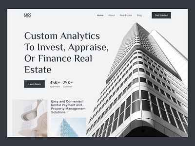 Real Estate Website Hero Section apartment architecture building clean creative hero section minimal properties property real estate residence simple trendy 2022 ui ui design ux visual design web web design website