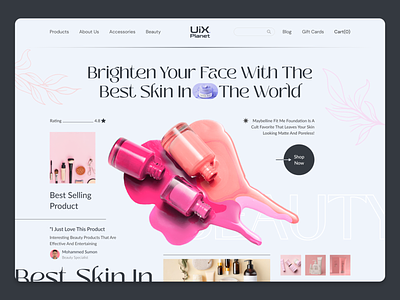 Beauty Products Hero Sectioni! beautifull beauty beauty clinic beauty product beauty salon beauty website clean cosmetic cosmetics cosmetology creative ecommerce hero section makeup minimal simple skin care skincare ui visual design