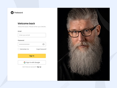 Sign in page - UI application design beard branding creative design emil id graphic design innovation landing page login logo password sign in ui website