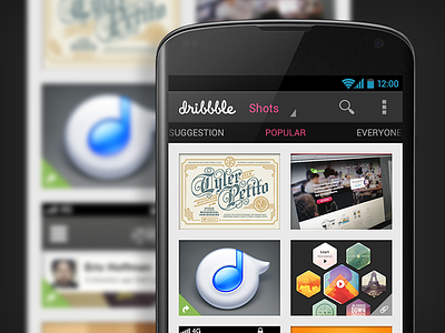 Dribbble Android App android app concept dribbble holo popular ui
