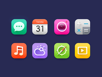 8 Icons calendar icon message music video