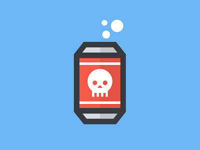 Diet Death aluminum can beer can bubbles can design fizz flat icon skull soda soda can vector