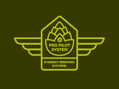 Pro Pilot System Revision badge beer branding brewing eugene green hop logo oregon pilot product wings
