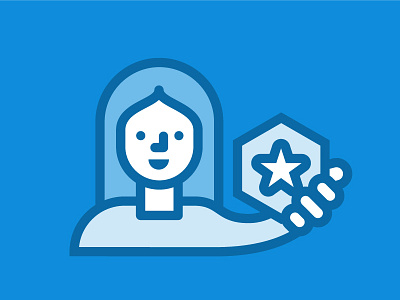 Open Badge Recipient awarded badge badge recipient blue earner icon illustration lady open badge woman